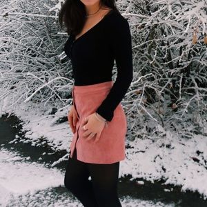 Pink suade skirt